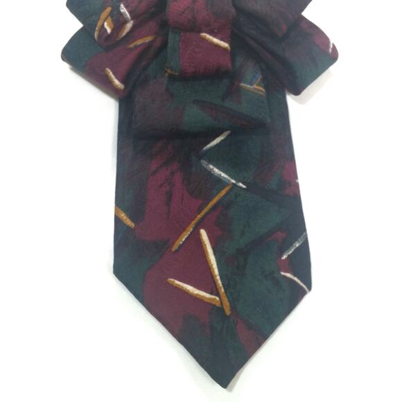 Artisan Vintage Silk Tie Necklace Milano Upcycled Antique Gold Brooch Accent NEW - Picture 7 of 13